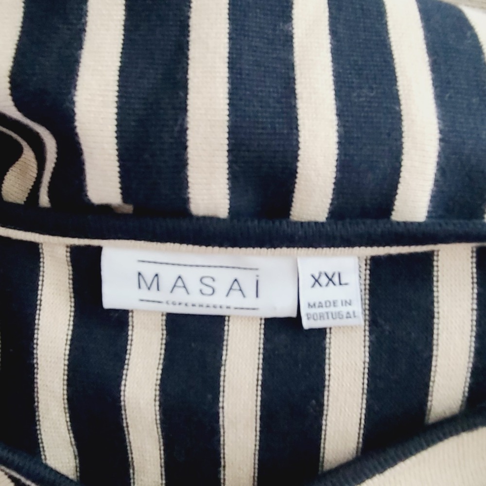 Masai Copenhagen Nenala Dress 2XL Black Beige Stripe Colorblock‎  Knit Shift - Picture 7 of 12